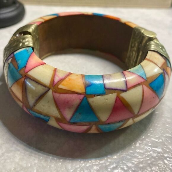 Vintage Jewelry - Vintage mosaic bangle bracelet